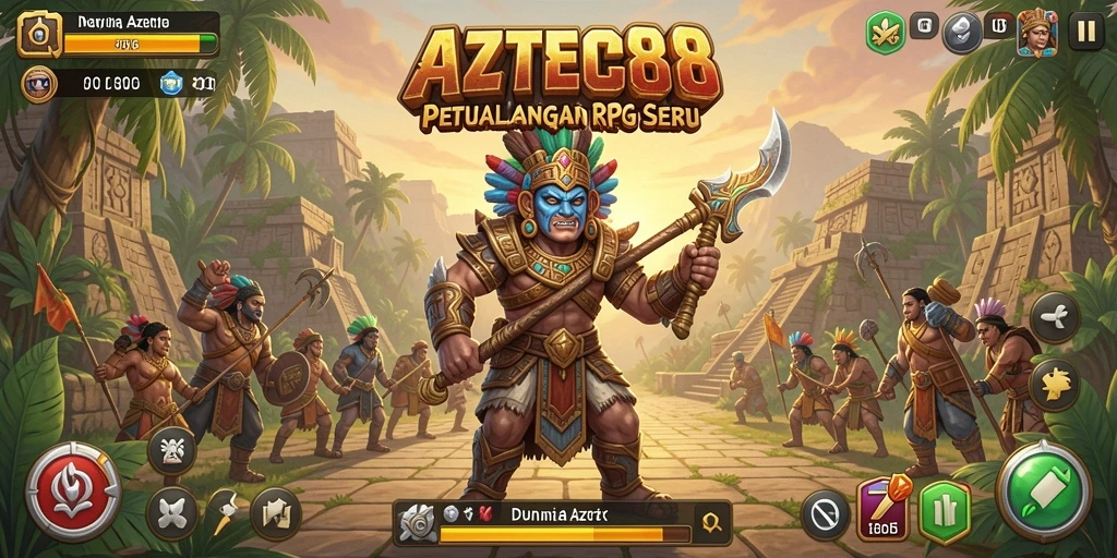 Tampilan gameplay AZTEC88 yang penuh aksi dan petualangan RPG.