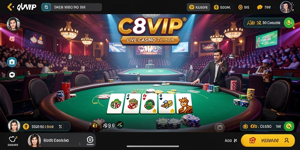 Tampilan gameplay menarik di C8VIP saat bermain Live Casino.